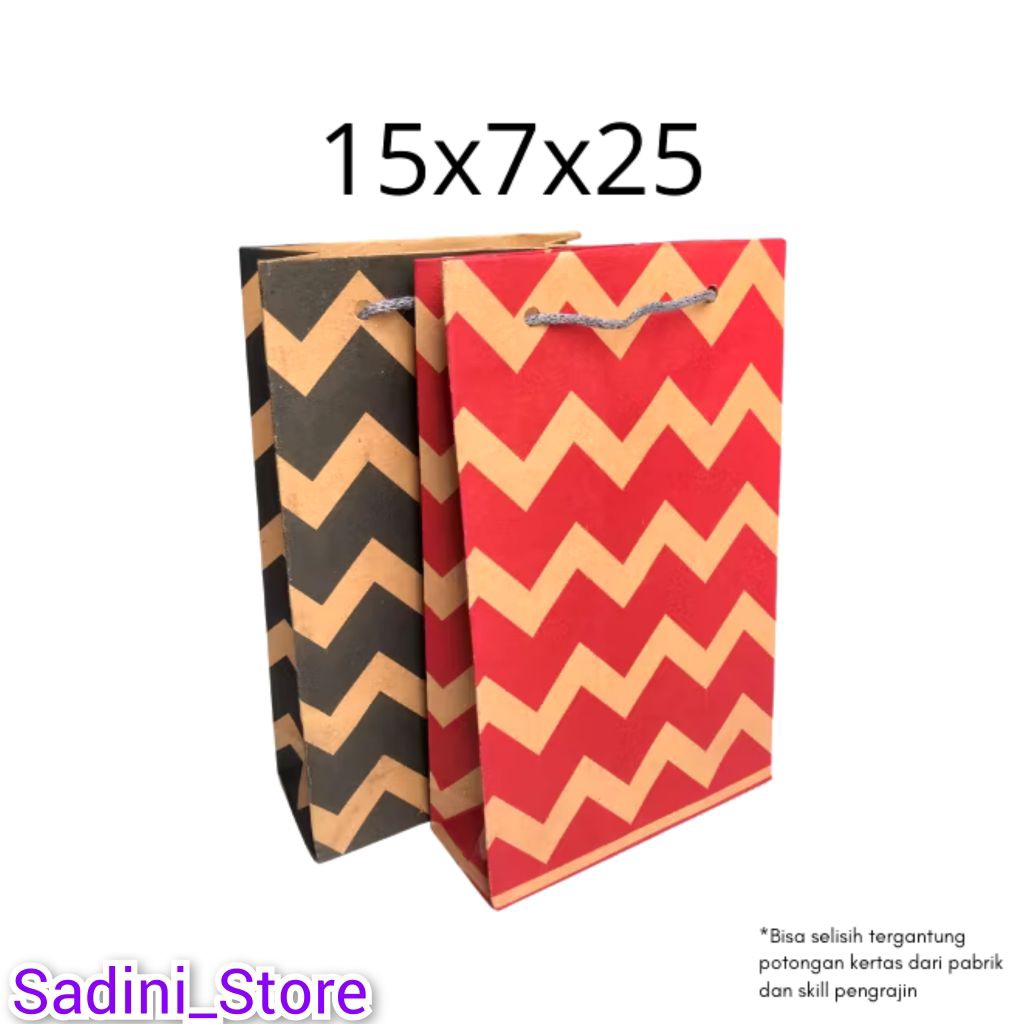 

Paper Bag Motif Zigzag ukuran 15x7x25 Bahan Craft / Paperbag Hajatan / Tas Kado / Paperbag murah / Gift bag