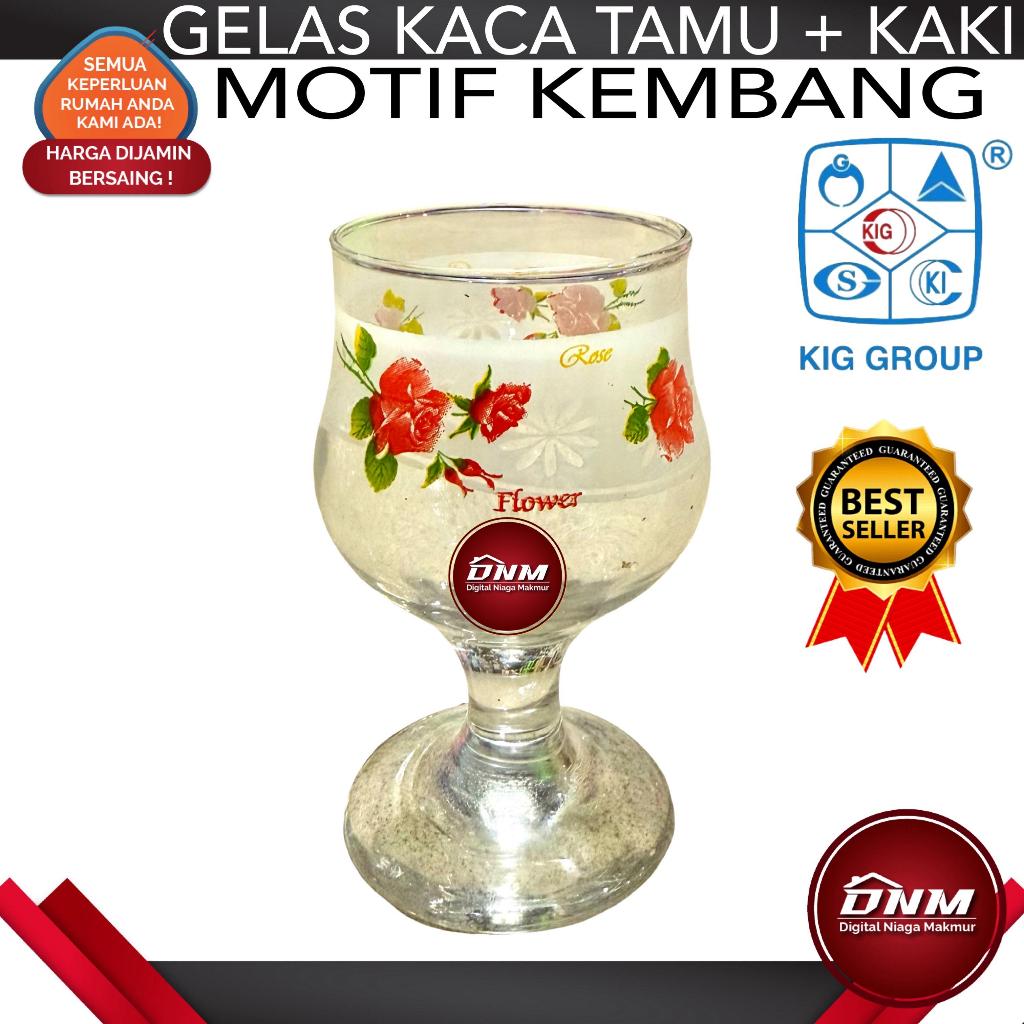 Gelas Kaca Tamu dengan Kaki Motif Kembang