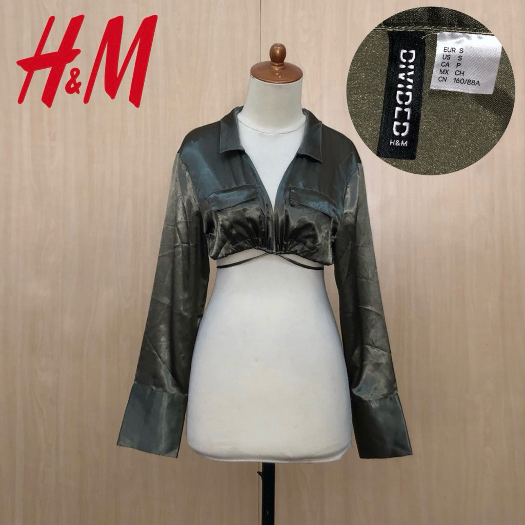 H*M crop satin shirt S