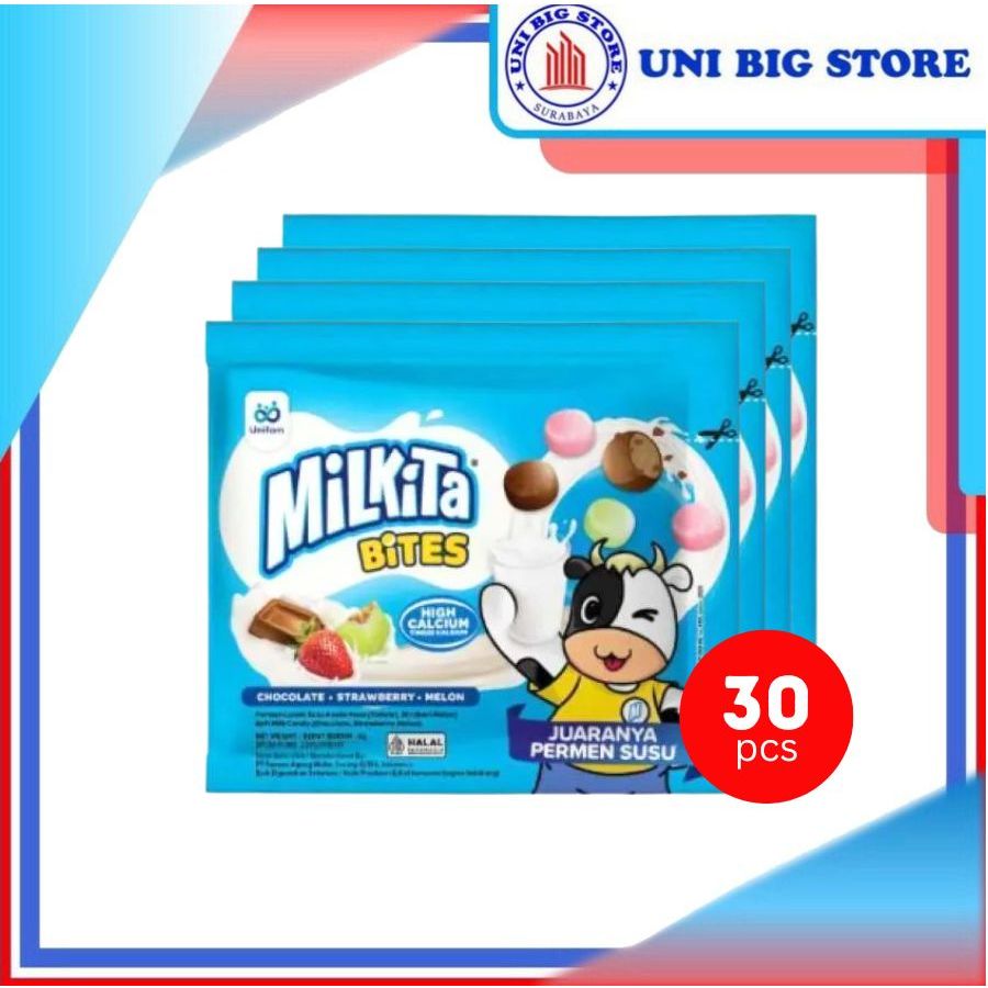 

Milkita Bites Permen Susu Renceng 8gr x 30pcs Milk Candy Bag