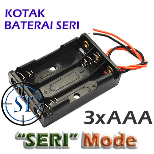3x AAA 3x1 Kotak Battery AAA SERI 3 Slot Holder Rumah Tempat Batre Batere Kotak A3 Kabel Merah Hitam