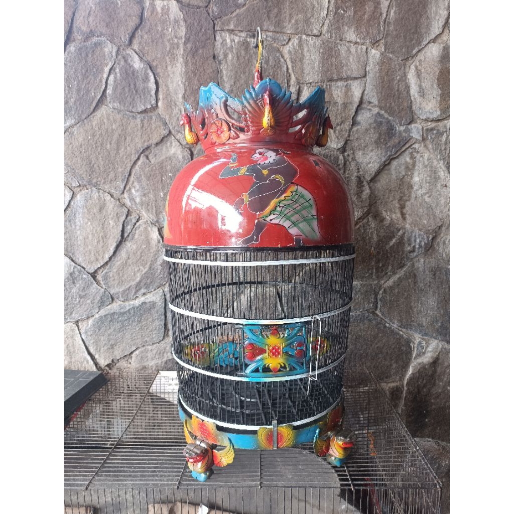 Sangkar perkutut motif mahkota kandang burung perkutut Bambu free cepuk 2 pcs