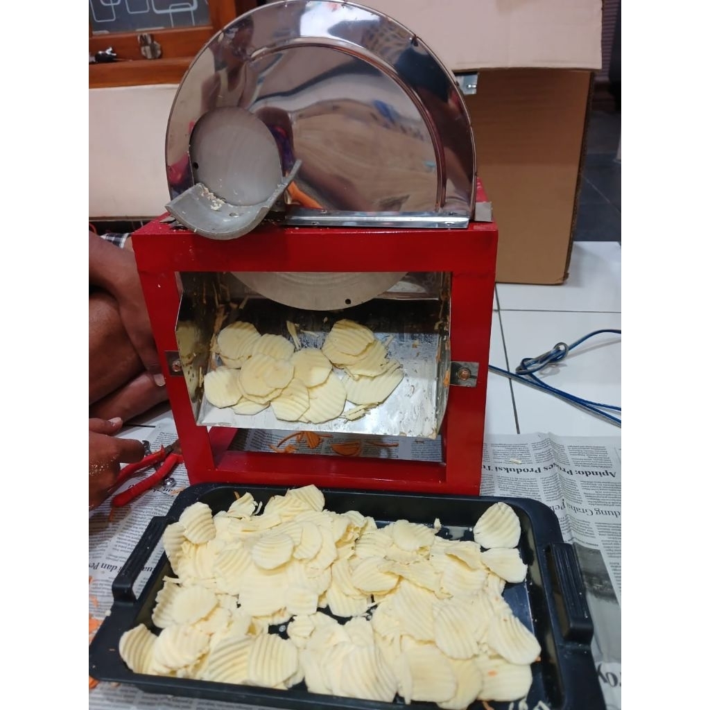 mesin perajang singkong pisau gelombang