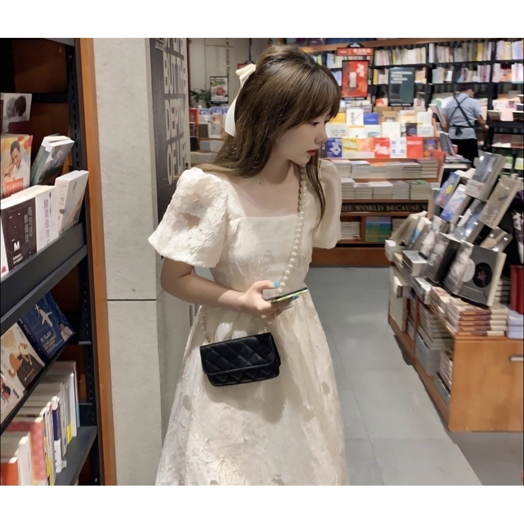 vintage korean dress | white dress | midi dress | midi dress