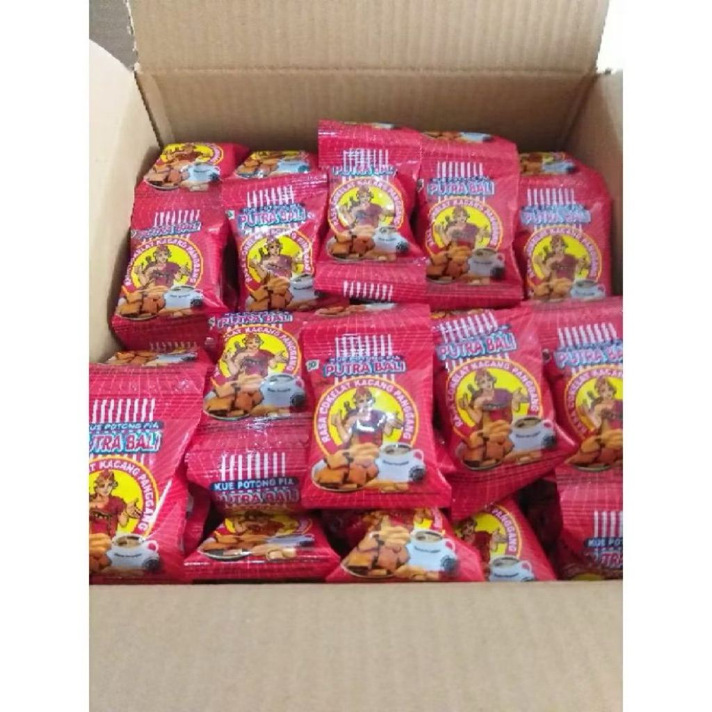 

1 dus Pia Putra Bali Rasa Coklat Kacang isi 100pcs Kue Potong Jajan jadul