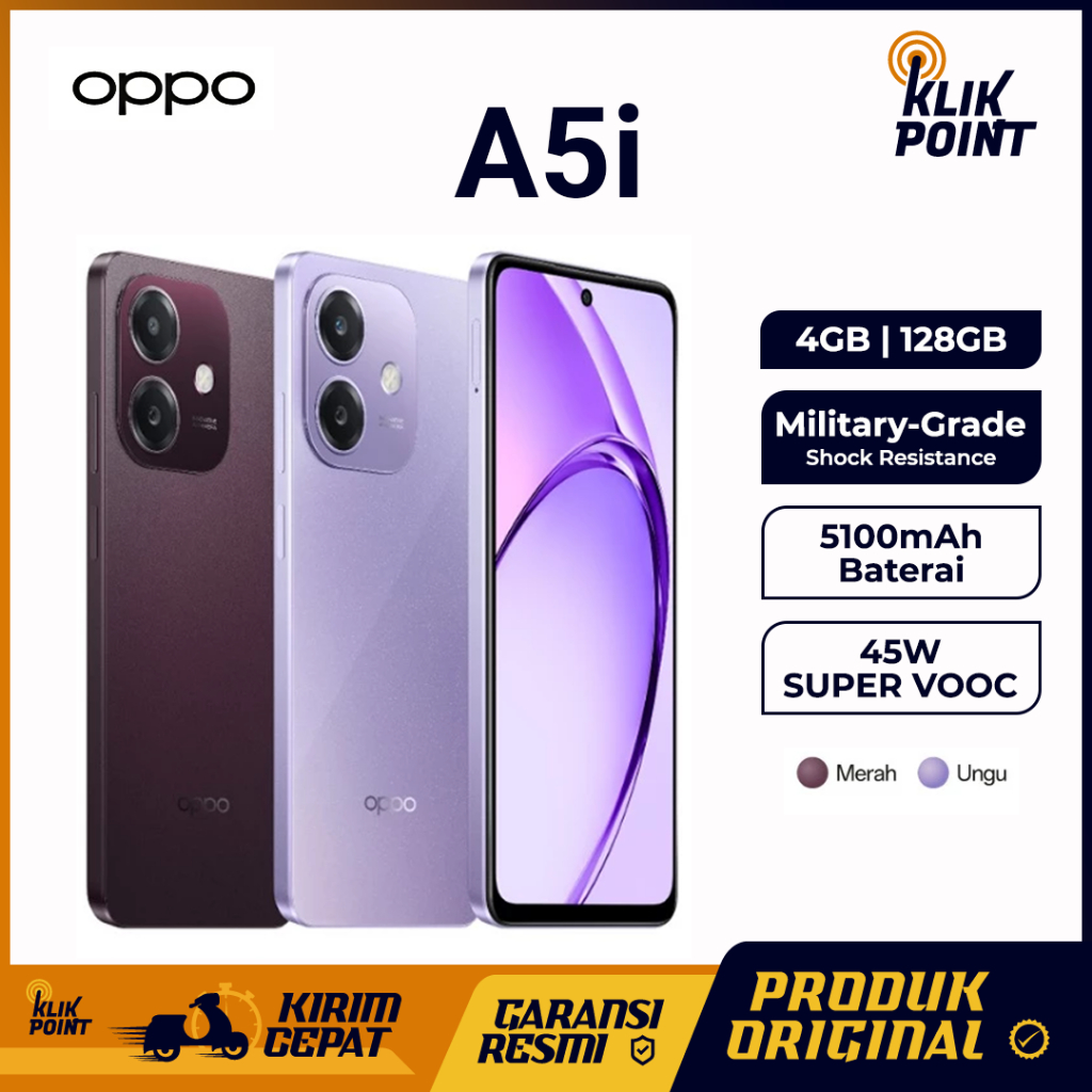 OPPO A5i 4/128GB | 4/64GB Tahan Banting Handphone 1 Jutaan HP Murah Original 100% HP Terbaru 2025