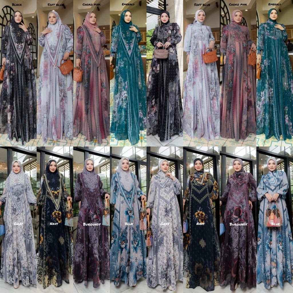 (BISA COD) NIRMALA & SIENA SERIES GAMIS SET SYARI & SCRAF ORIGINAL BY ALYA SYARI