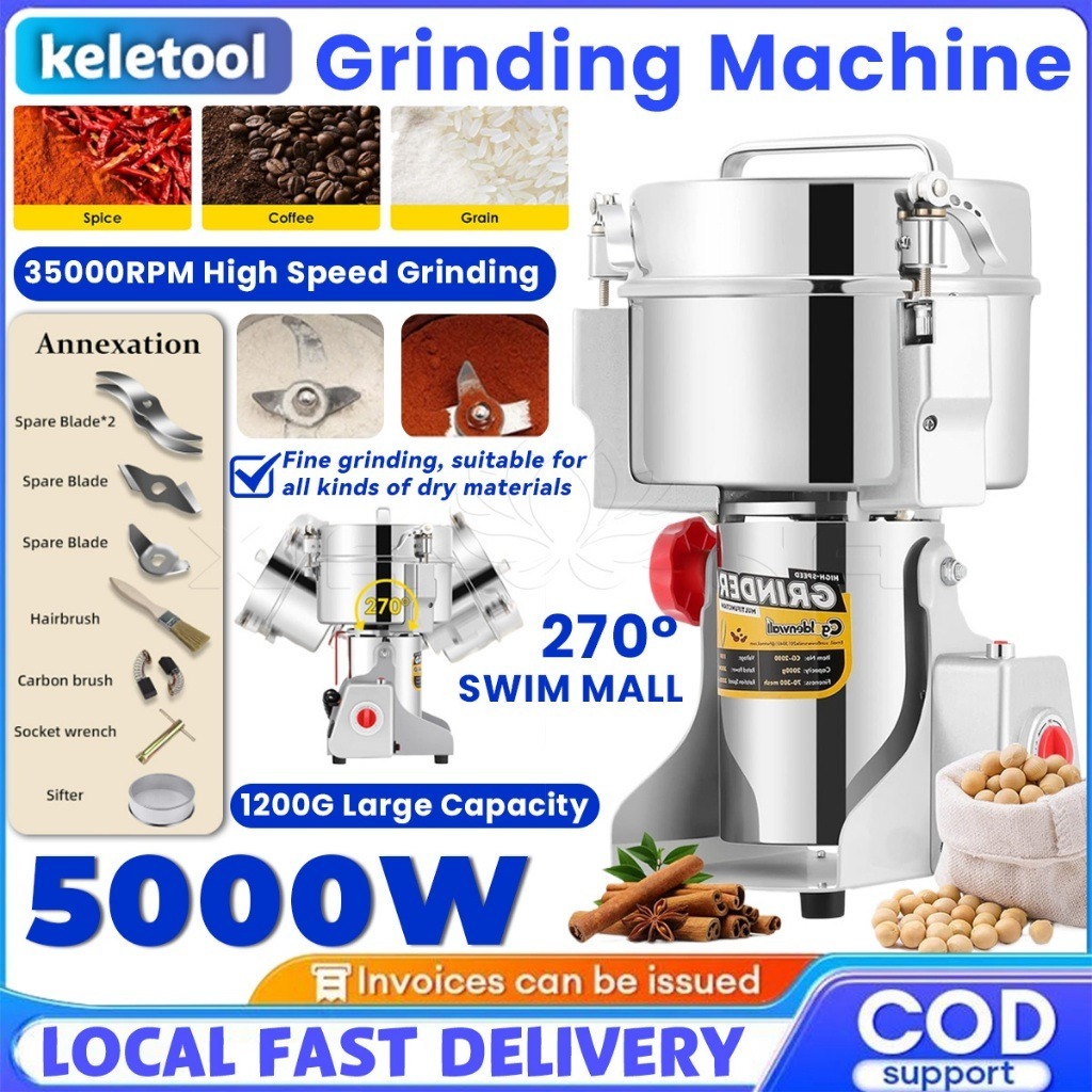 Kering Mesin Giling Bumbu Rempah 1800g Grinder Penggiling Tepung Elektrik Listrik Penggiling Gandum 