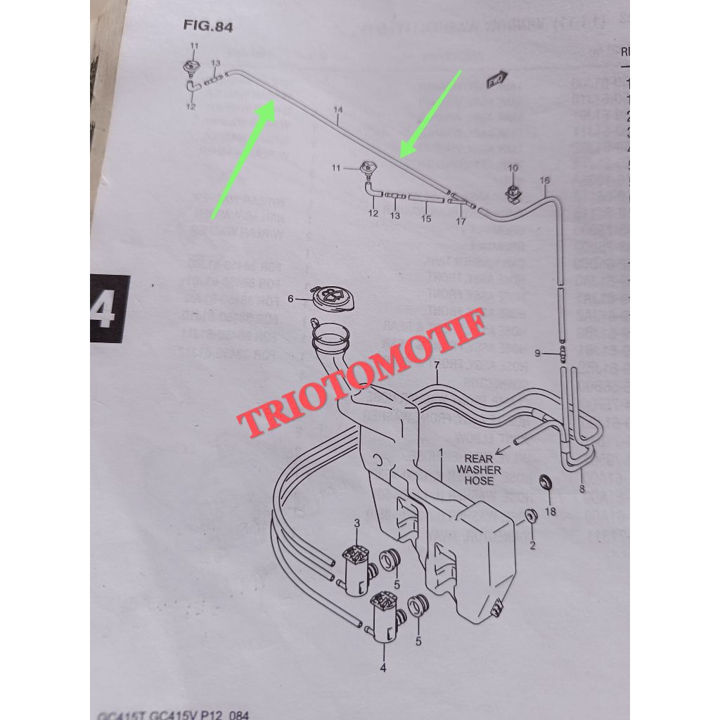 selang nozzle nozel wiper depan suzuki apv / apv arena original