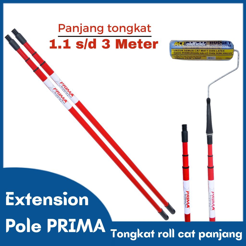 Tongkat Cat Extension Pole Besi Metal Kokoh Panjang 1.1 M Sampai 3 Meter Prima