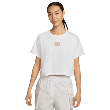 NIKE SPORTSWEAR SHORT-SLEEVE CROPPED WOMEN'S T-SHIRT - WHITE
