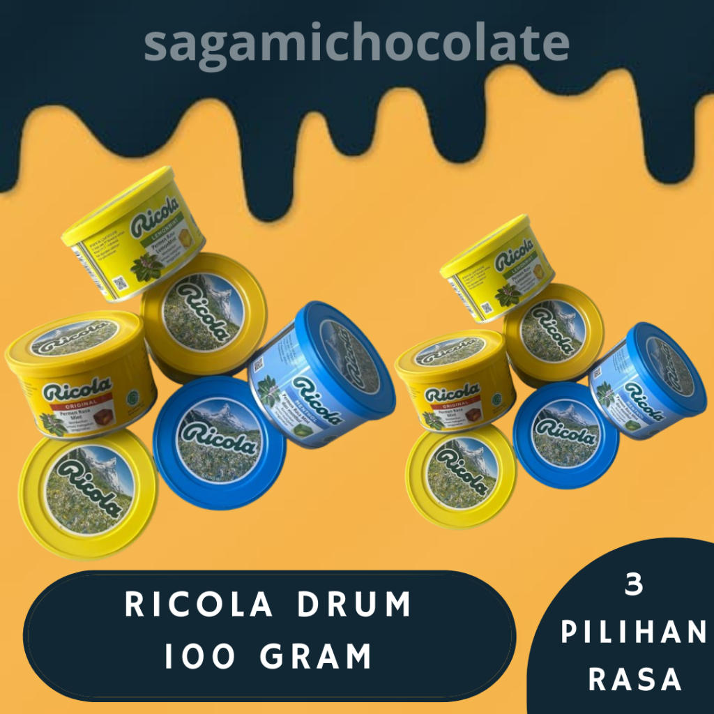 

SALE RICOLA PERMEN SWISS HERB / LEMON / MENTHOL CANDY 100 GRAM ( 1 PC ) KEMASAN KALENG