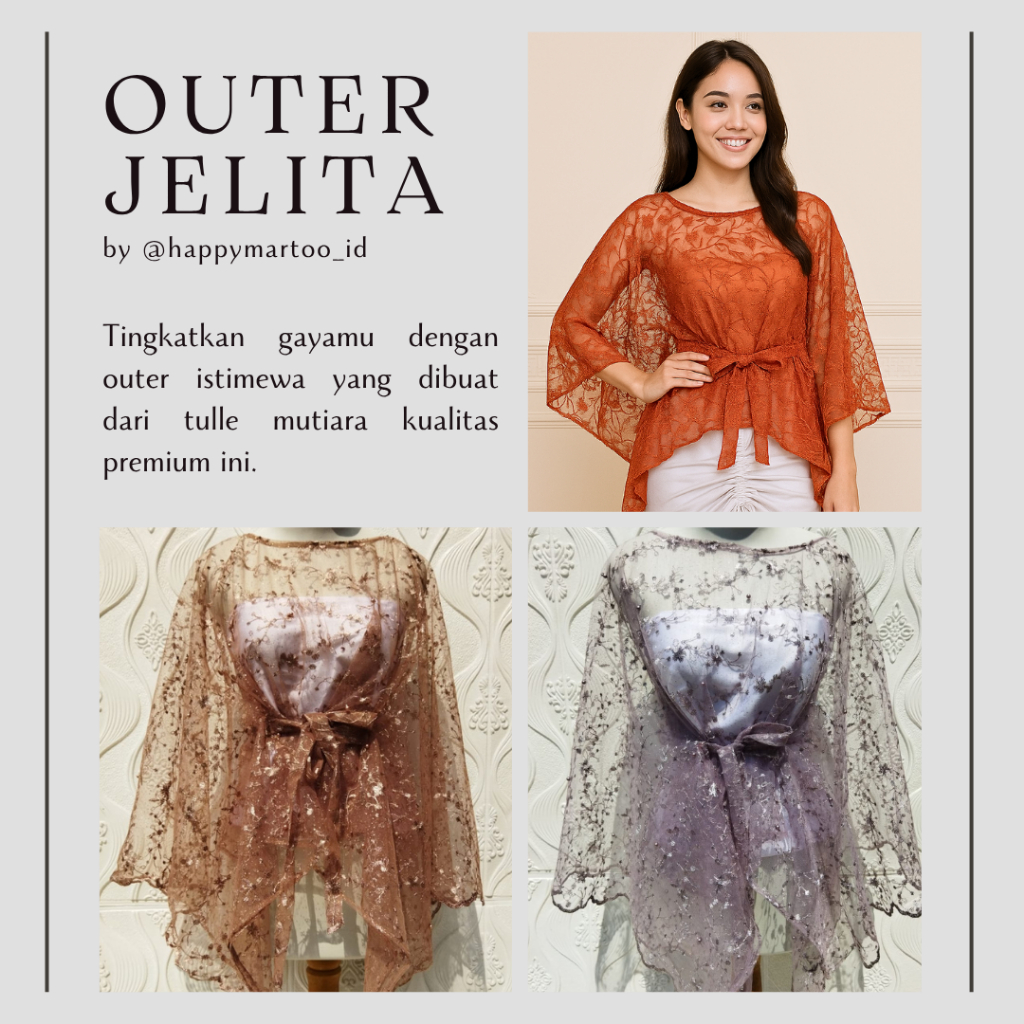 Atasan Kebaya Brukat TUNIK outer jelita Kekinian tile Bahan Mutiara Premium Modern taile  Baju Konda