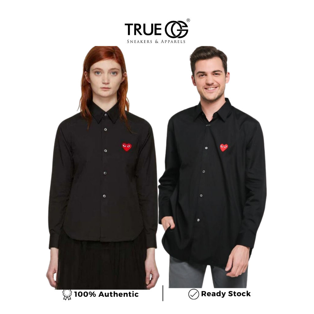 Comme De Garcons CDG Play Red Emblem Black Shirt (KEMEJA Black) Authentic