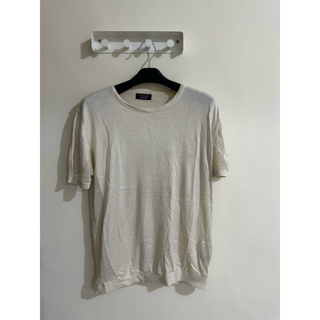 Zara Man Knit Short Sleeve Top mesh top sweater lengan pendek zara