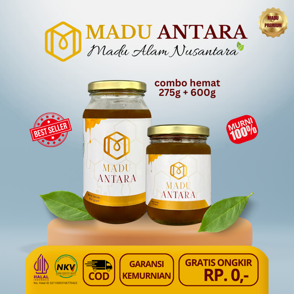 

MADU ANTARA - Madu Premium 100% Madu murni Combo Hemat( 275g&600g) - Asli tanpa campuran