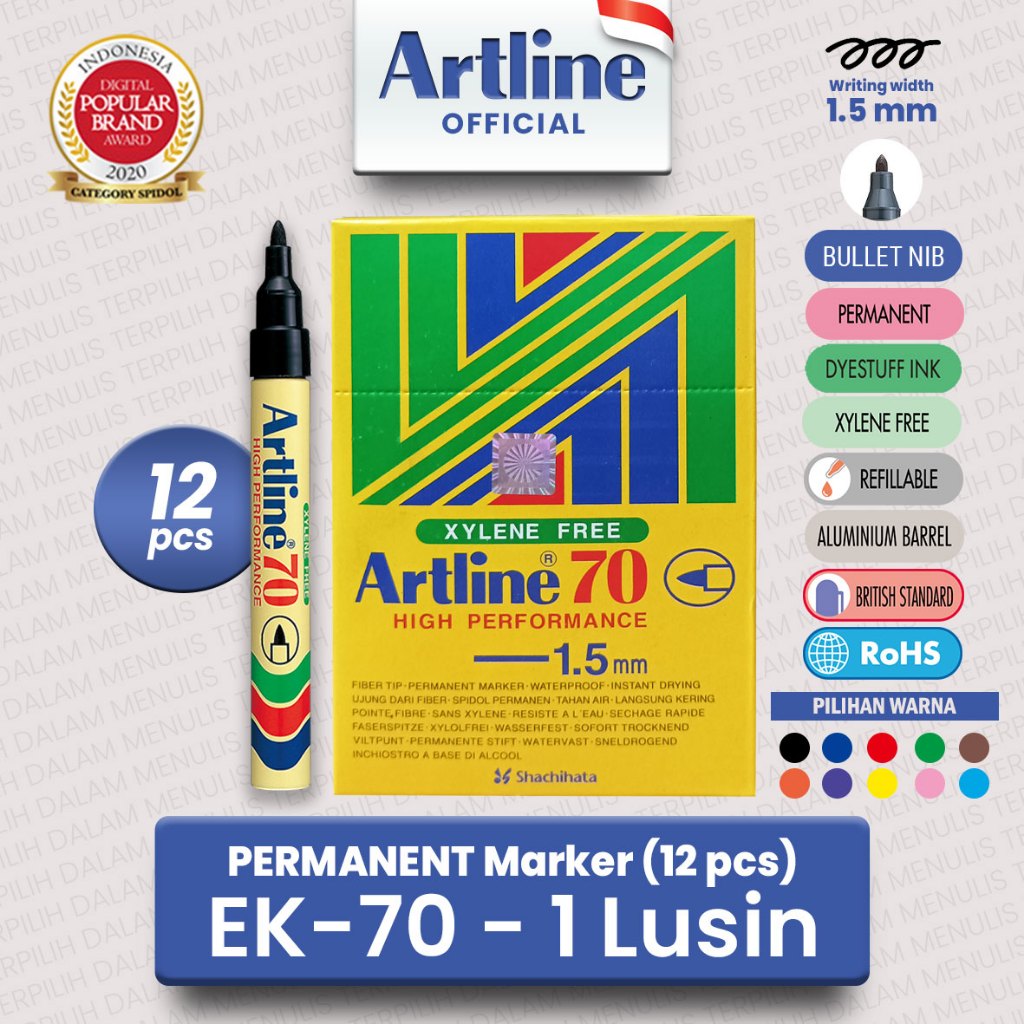 

(LIVE) ARTLINE Spidol Permanent Marker EK-70 1 Lusin (12 pcs)