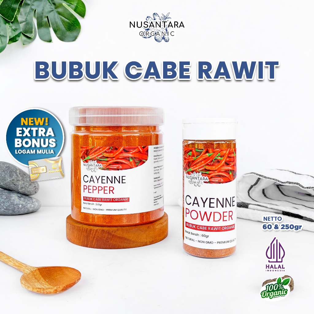 

Nusantara Organic Bubuk Cabe Rawit Alami Cayenne Pepper Non Campuran Cabai Asli Organik