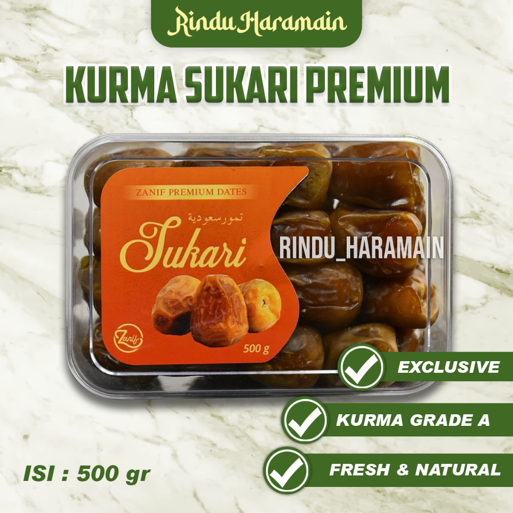

Rindu Haramain - Kurma Sukari | Kurma Sukari Grade A Organik Asli - Kurma Arab 500 gr