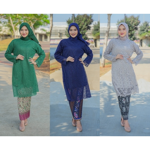 Setelan Kebaya Tunik Brukat Jumbo Size M L XL XXL 3L 4L 5L 6L LD 120 130 140 / Setelan Kebaya Jumbo 