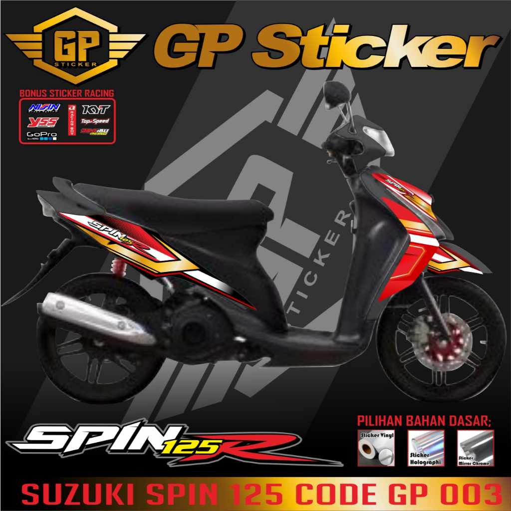 Stiker Striping VARIASI Lis Motor Spin Sr 125 2008 Full Set TERBARU TERKEREN ANTI PUDAR CODE GP 003