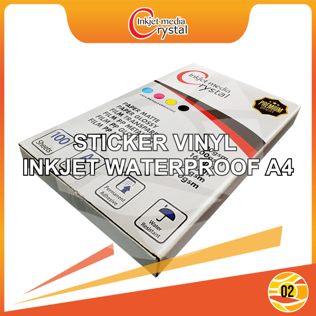 

Crystal Sticker Vinyl Inkjet White Gloss A4 Stiker Waterproof Synthetic Premium Pack - 100 Lembar