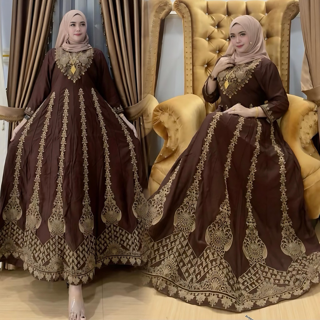 gamis hindi nabila bordil terbaru bahan katun rayon twill adem dan tebbal muat dr bb 40-80