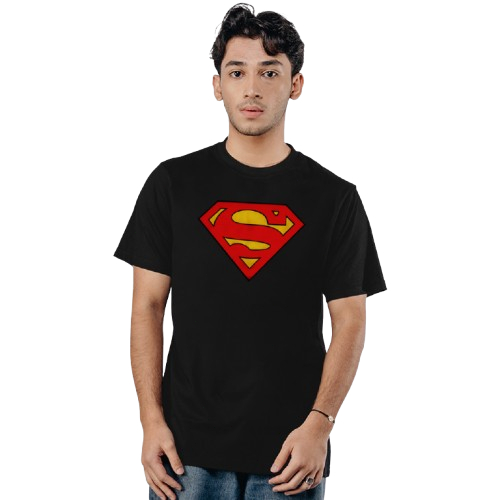 Kaos DC Comics Original - Logo Superman Hexagon Hitam, Bahan Cotton Combed 240gsm Premium