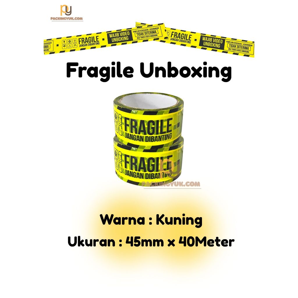 

Lakban Unboxing Fragile Kuning 45MM x 40meter