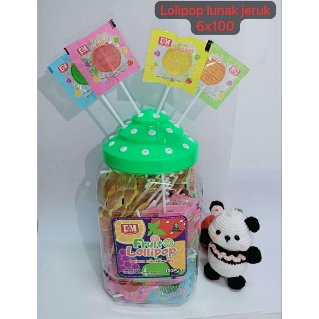 

DSM Permen Lolipop Fruit Lunak Buah Toples isi 100 Pcs