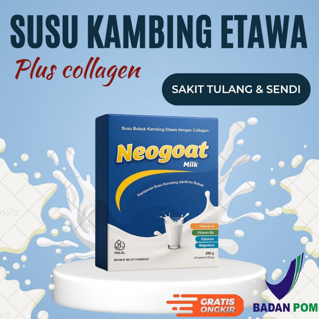 

Neogoat susu kambing etawa plus collagen untuk nyeri sendi dan tulang BPOM