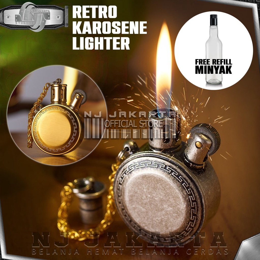 Korek Api Retro Pocket Classic Vintage 1952 Mode Lighter Liontin Kuno Original