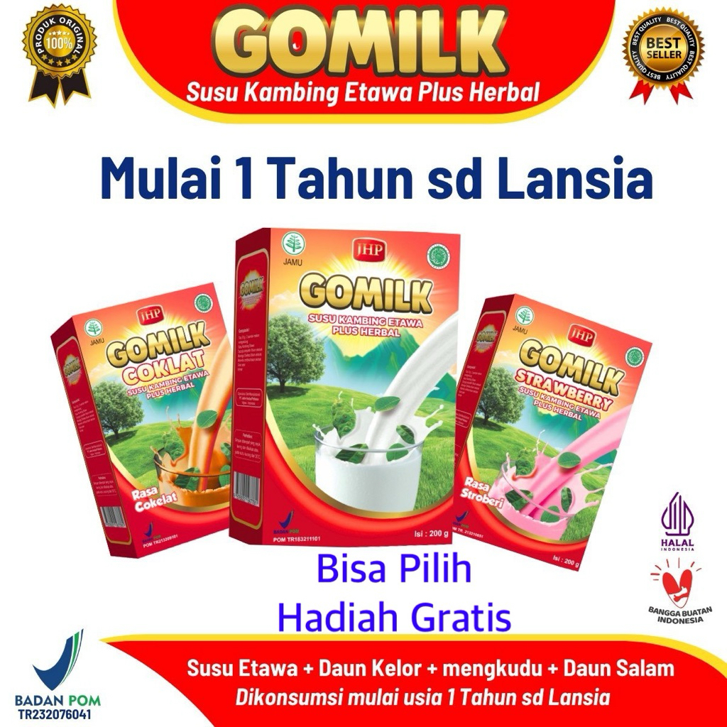 

GOMILK Susu Kambing Etawa 200g – Herbal Anak Lahap Makan, Tulang Kuat, Aman Maag dan Alergi