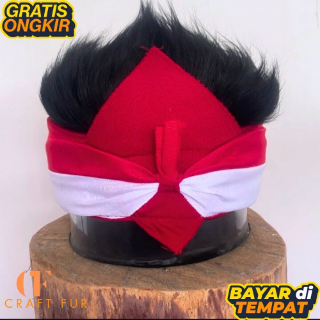 Iket Sunda rambut rambut palsu pria/ Udeng Bali rambut palsu pria/ Blangkon Jawa rambut palsu pria a