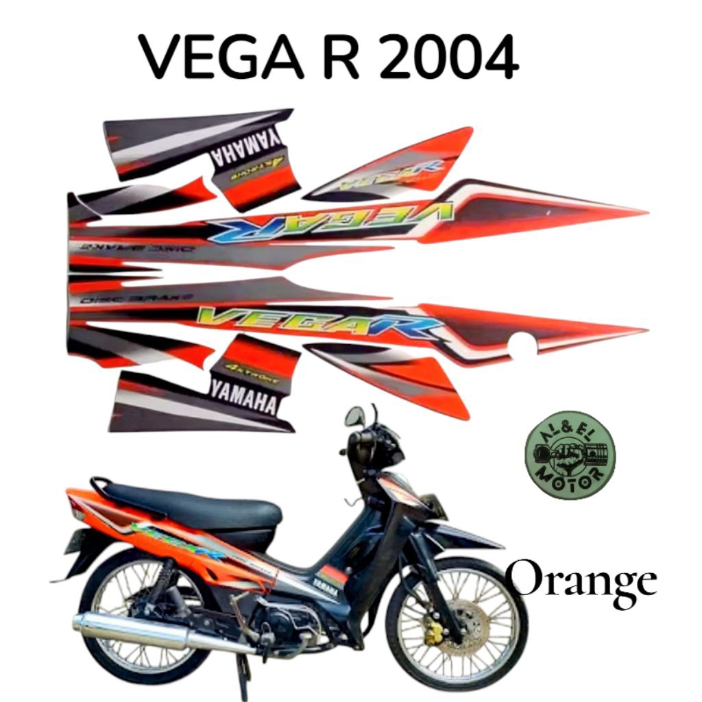 Stiker Striping Lis Body Motor Yamaha Vega r Lama 2004 Orange