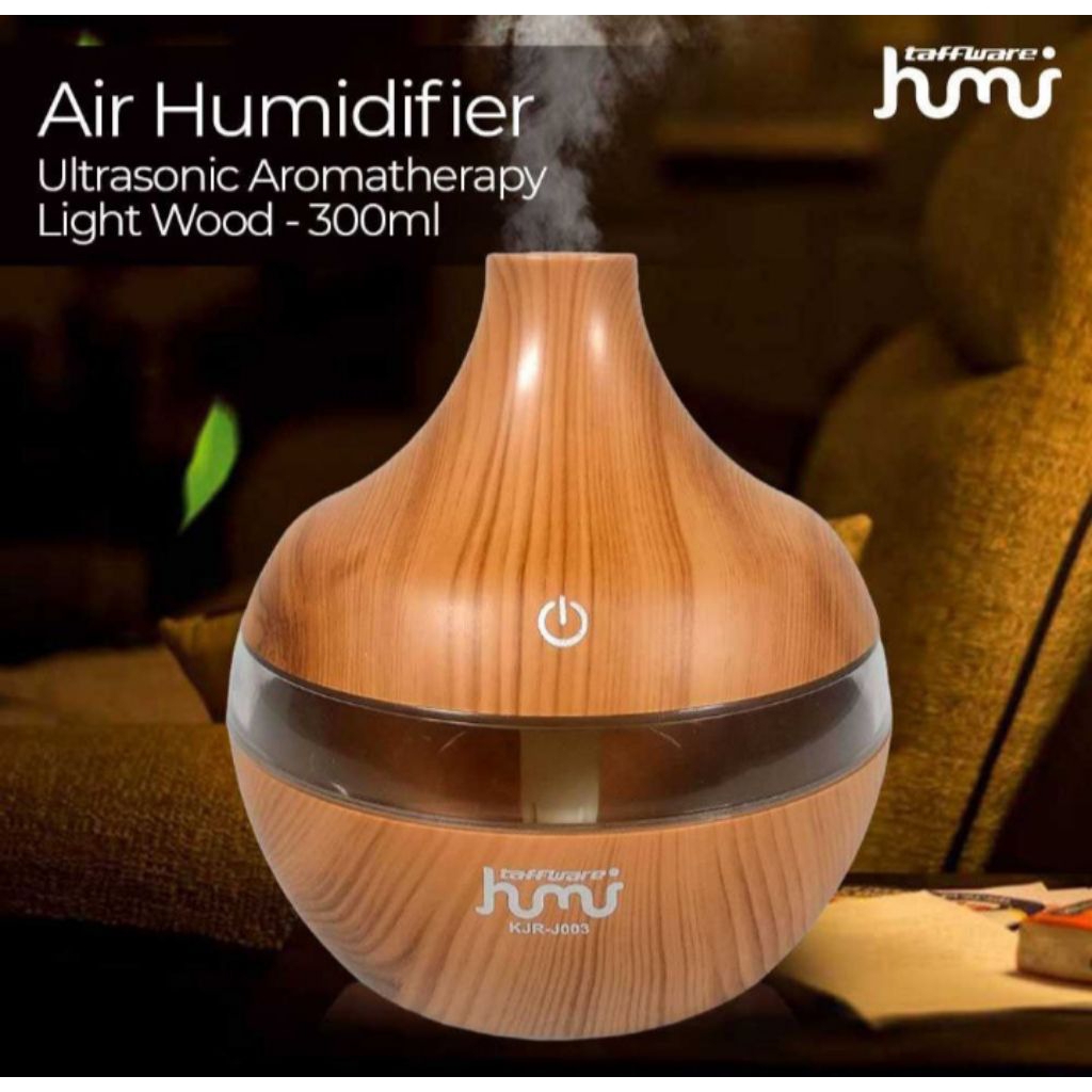 Humidifier Diffuser Aromatherapi Aromatherapy Pelembab Ruangan Kamar Tidur Tekstur Kayu dengan Lampu
