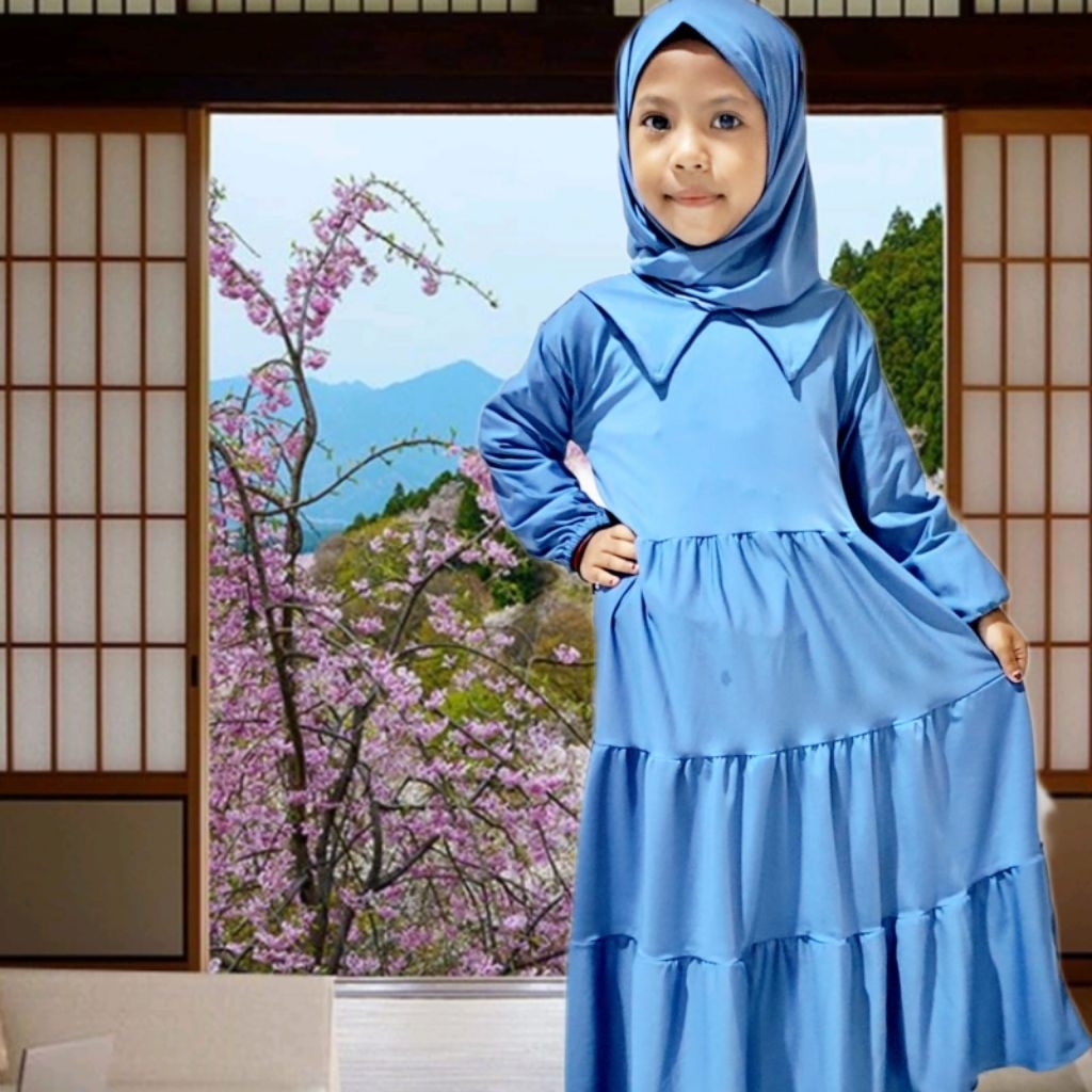 KIARA gamis anak terbaru  set hijab