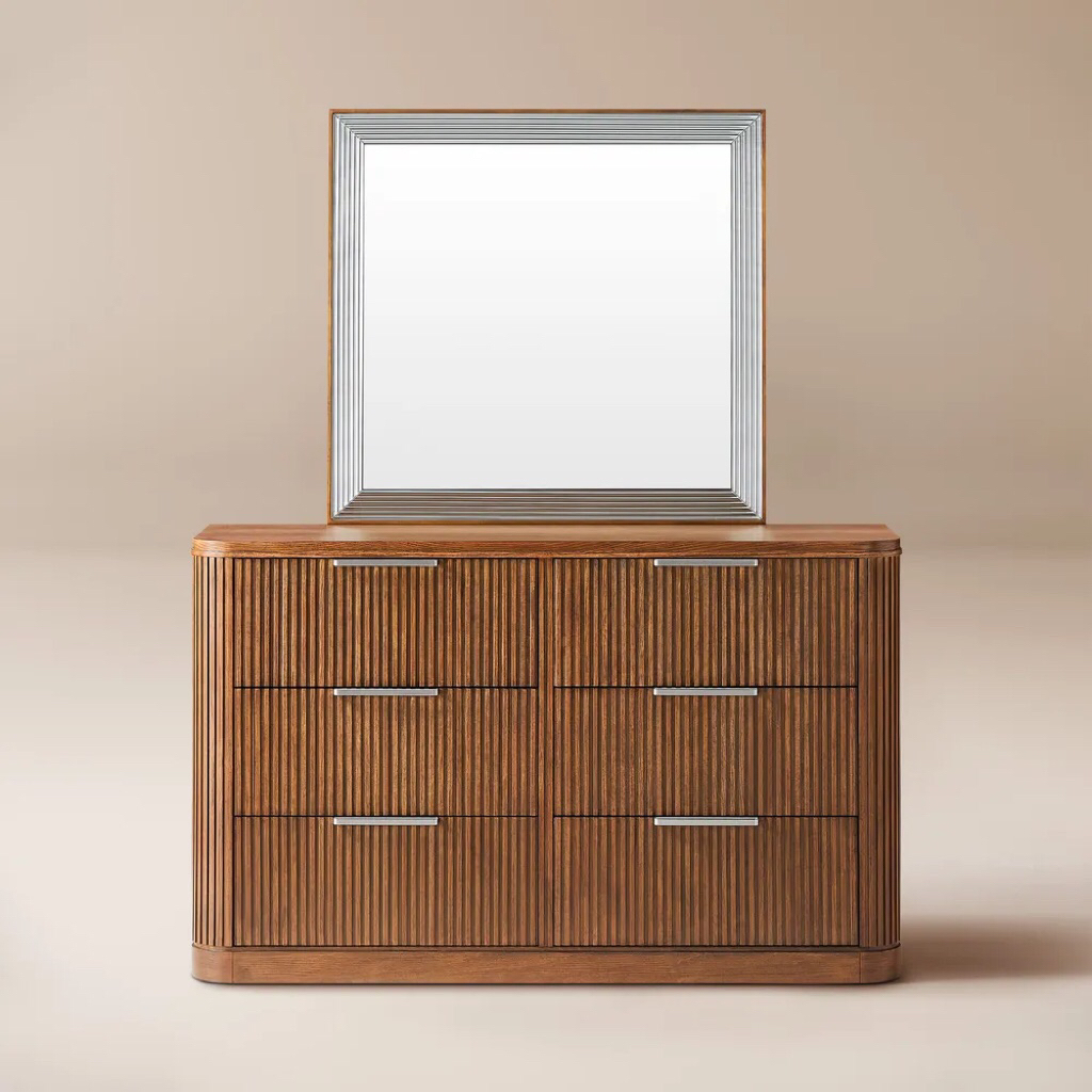 Meja Rias Minimalis | Meja Rias Aesthetic Finley Kayu Jati Finishing Rustic Antik salak Brown Dari J