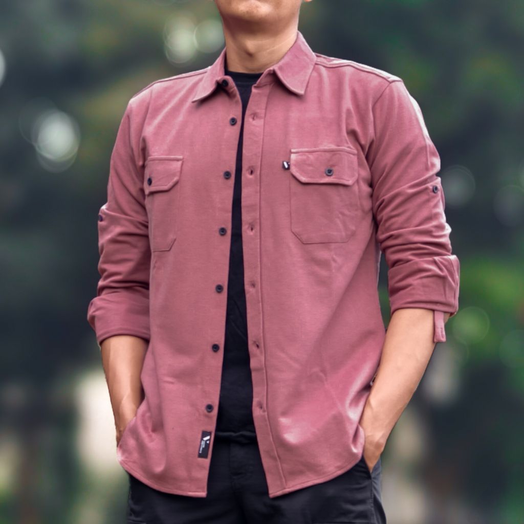 Kemeja Polos Lengan Panjang Unisex Adventure Series Vuxor Outdoor - Dusty Rose