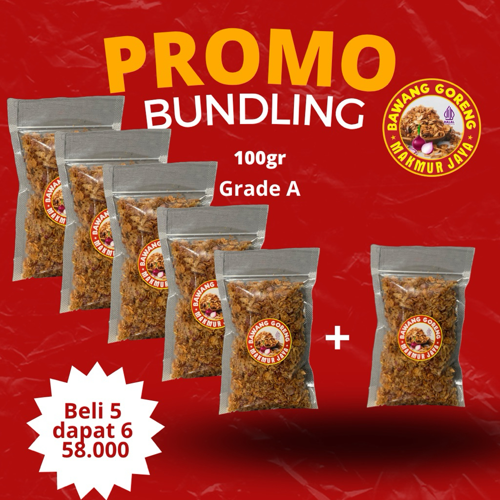 

Bawang Goreng 6 puch Grade A (Paket ambyar) 100gr per puch