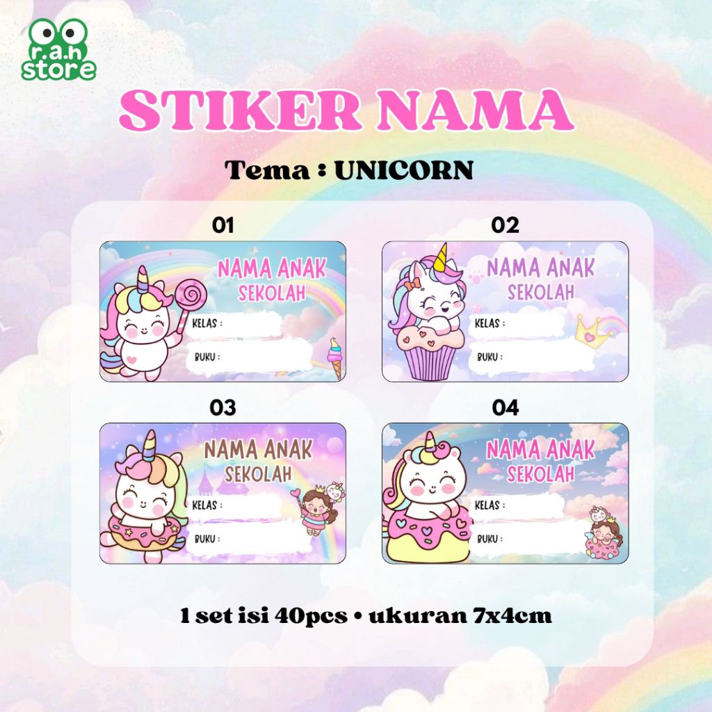 

STIKER BUKU UNICORN / STIKER NAMA UNICORN / STIKER PELAJARAN