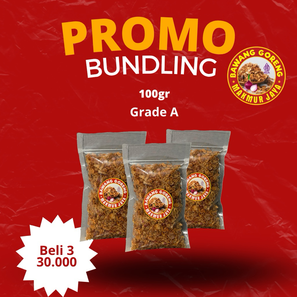 

Bawang Goreng 3puch Grade A (Paket coba") 100gr perpuch