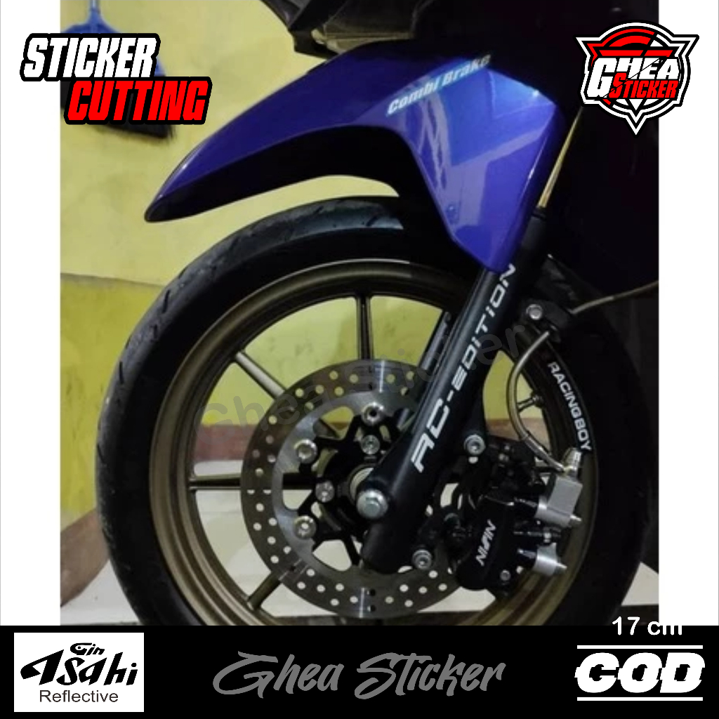 STICKER SHOCK DEPAN RC-EDITION CUTTING - Sticker Shockbreaker REFLEKTIF (MENYALA)