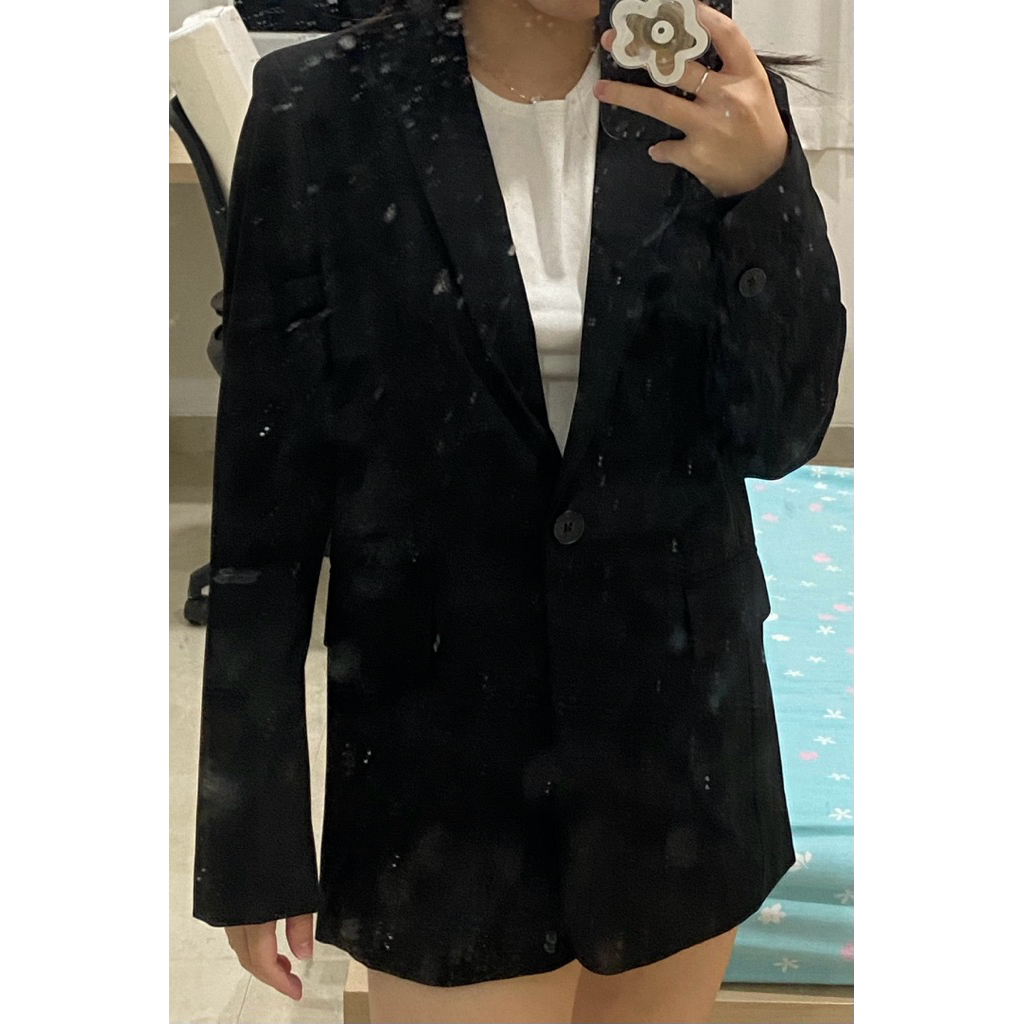 H&M ORI blazer hitam wanita korea, blazer korea, blazer korean look, blazer Preloved