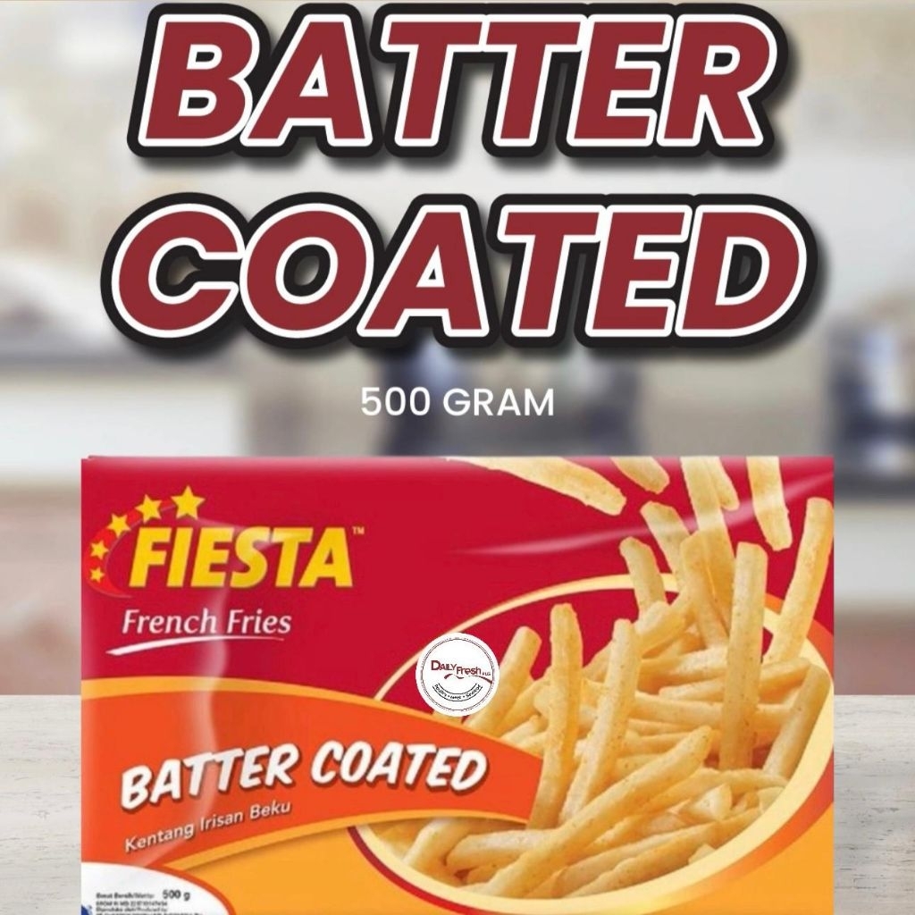 

FRENCH FRIES FIESTA | KENTANG GORENG BEKU SHOESTRING BIASA | COATED | BERBUMBU 500GR