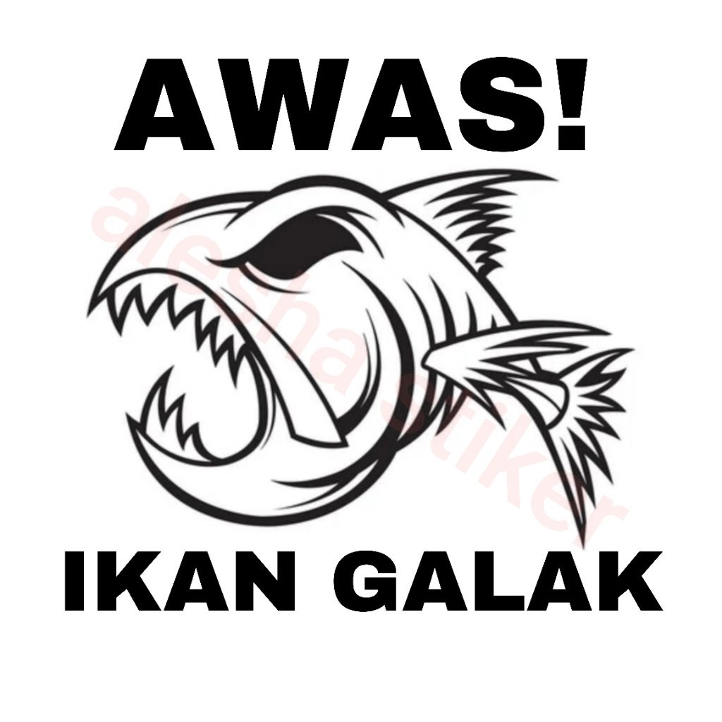 stiker awas ikan galak stiker cutting motor mobil dll