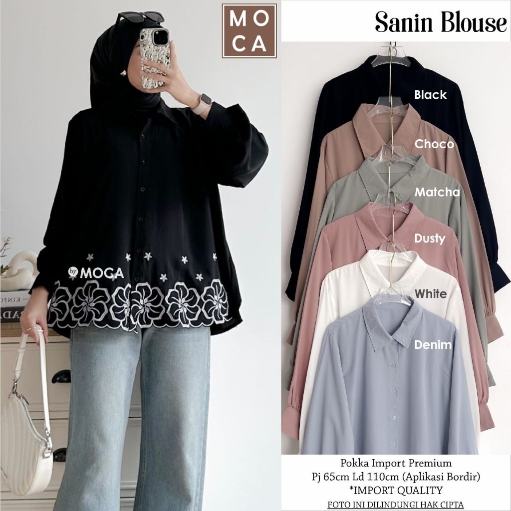 MOCA Sanin Tenca Blouse Motif Moca MCA Meong Solo