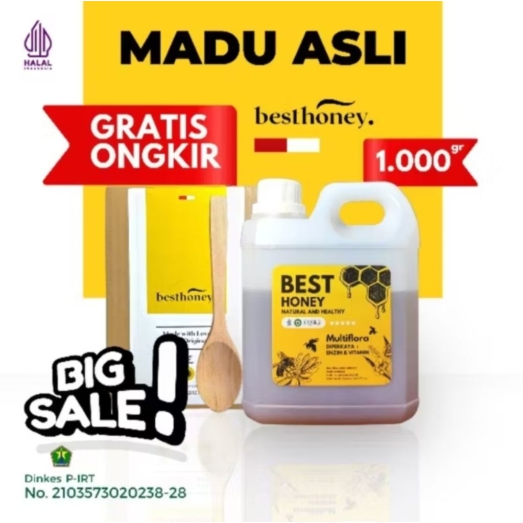 

Best Honey Madu Asli Multiflora 1000gram/ Madu asli 1kg