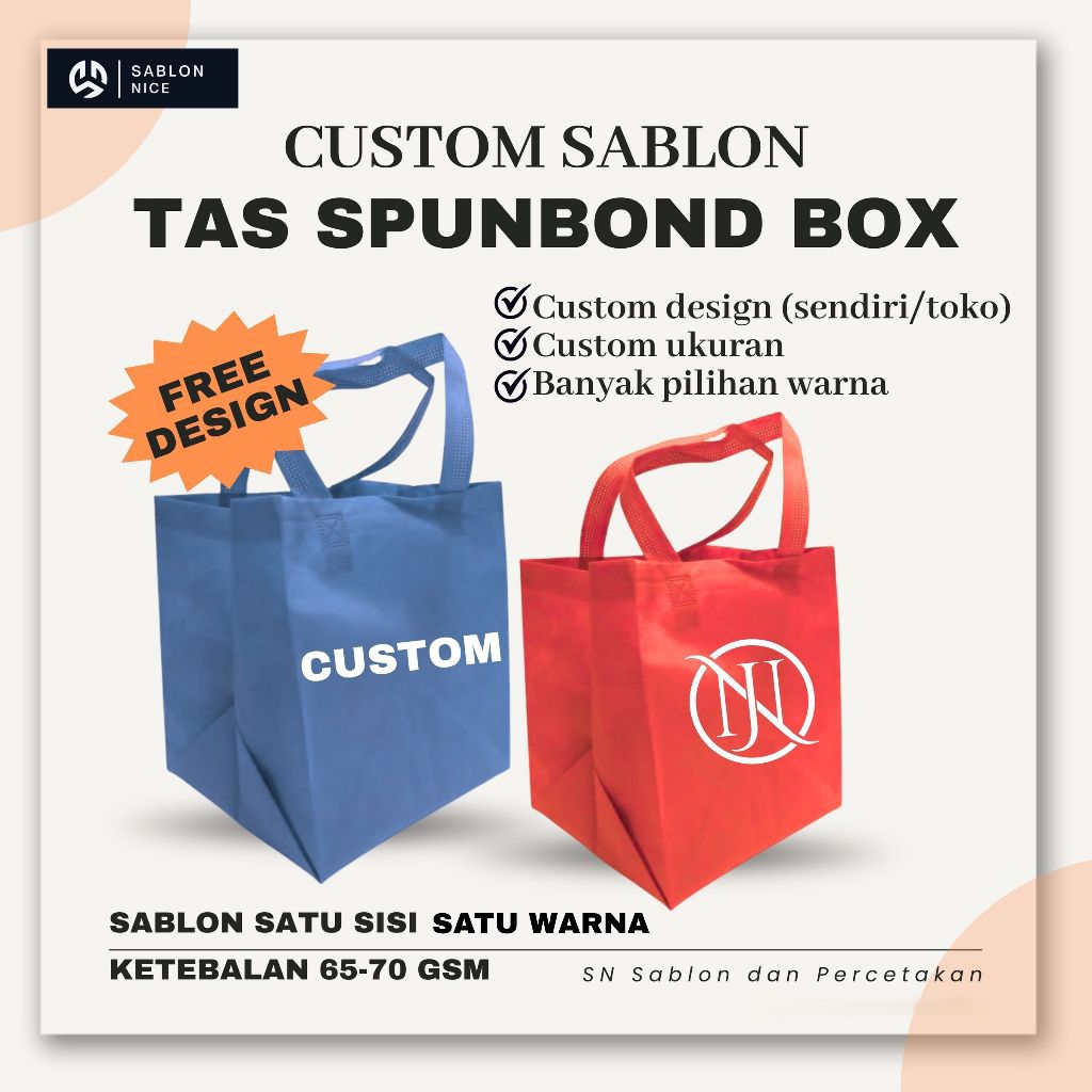 

Sablon custom Tas spunbond I Goodie bag bentuk box untuk Hajatan Pernikahan Ultah Seminar Sovenir