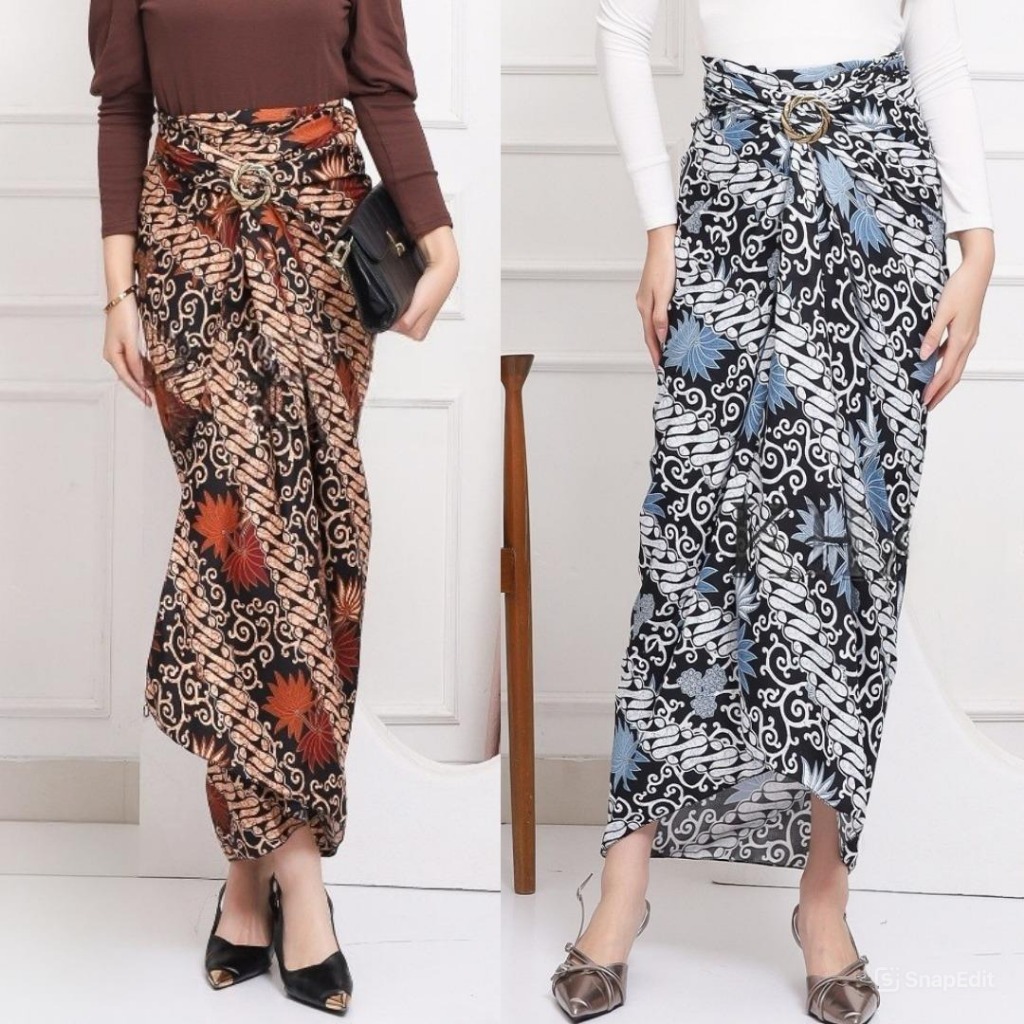 Bawahan Kain Batik Wanita/Rok Lilit Kenanga Hitam,Navy,Silver,Dan Aneka Pilihan Warna Lainnya